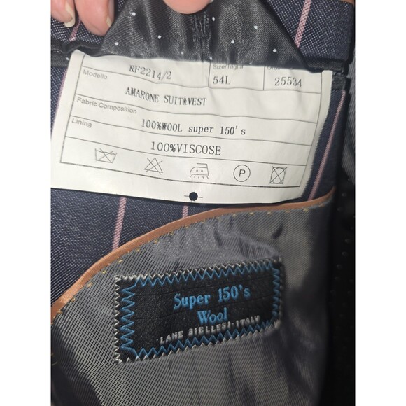 Ranieri Uomo 54L Blazer | Super 150’s Wool | Made in Italy | Navy Pink Pinstripe - Picture 5 of 16